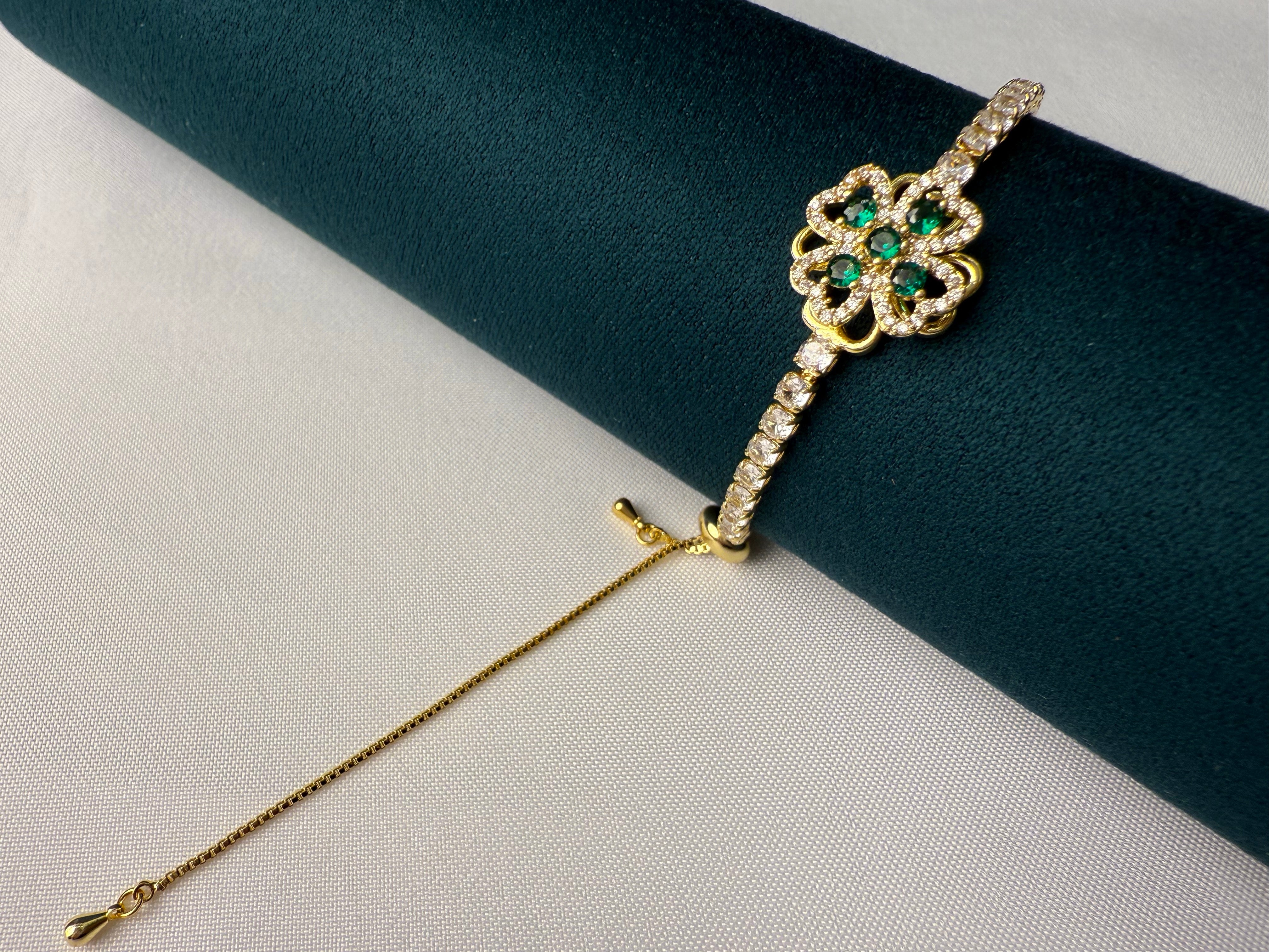New 2025 Luxe Lucky Clover Spinner Set – Green Zircon Necklace, Ring & Bracelet｜Rotating Anti-Anxiety Jewelry for Women & Men