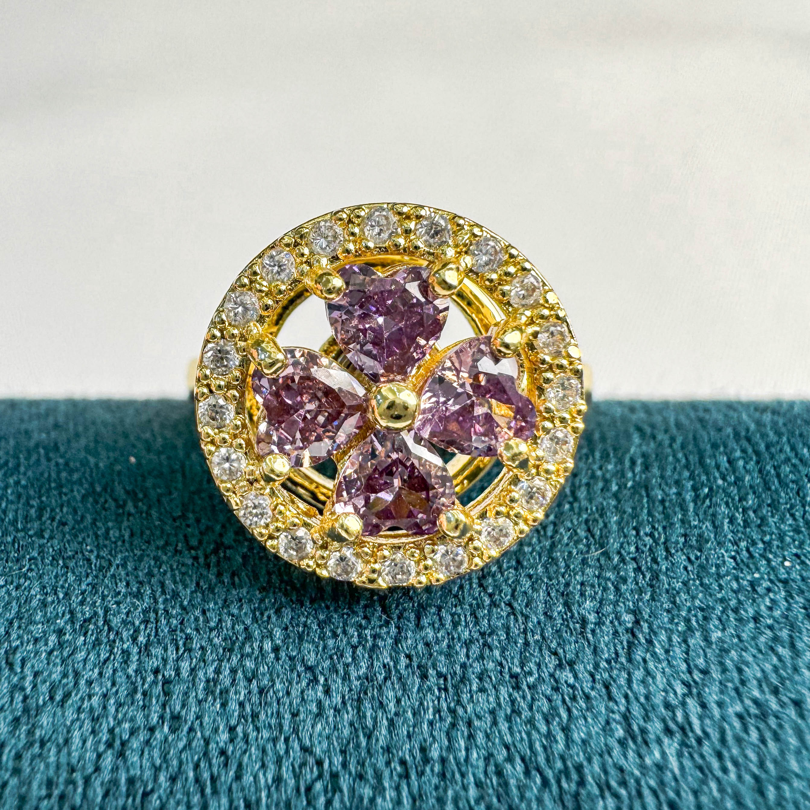 New 2025 Lucky Purple Clover Spin Ring - Rotating Anxiety Relief Ring for Adults｜Stress Relief Fidget Jewelry