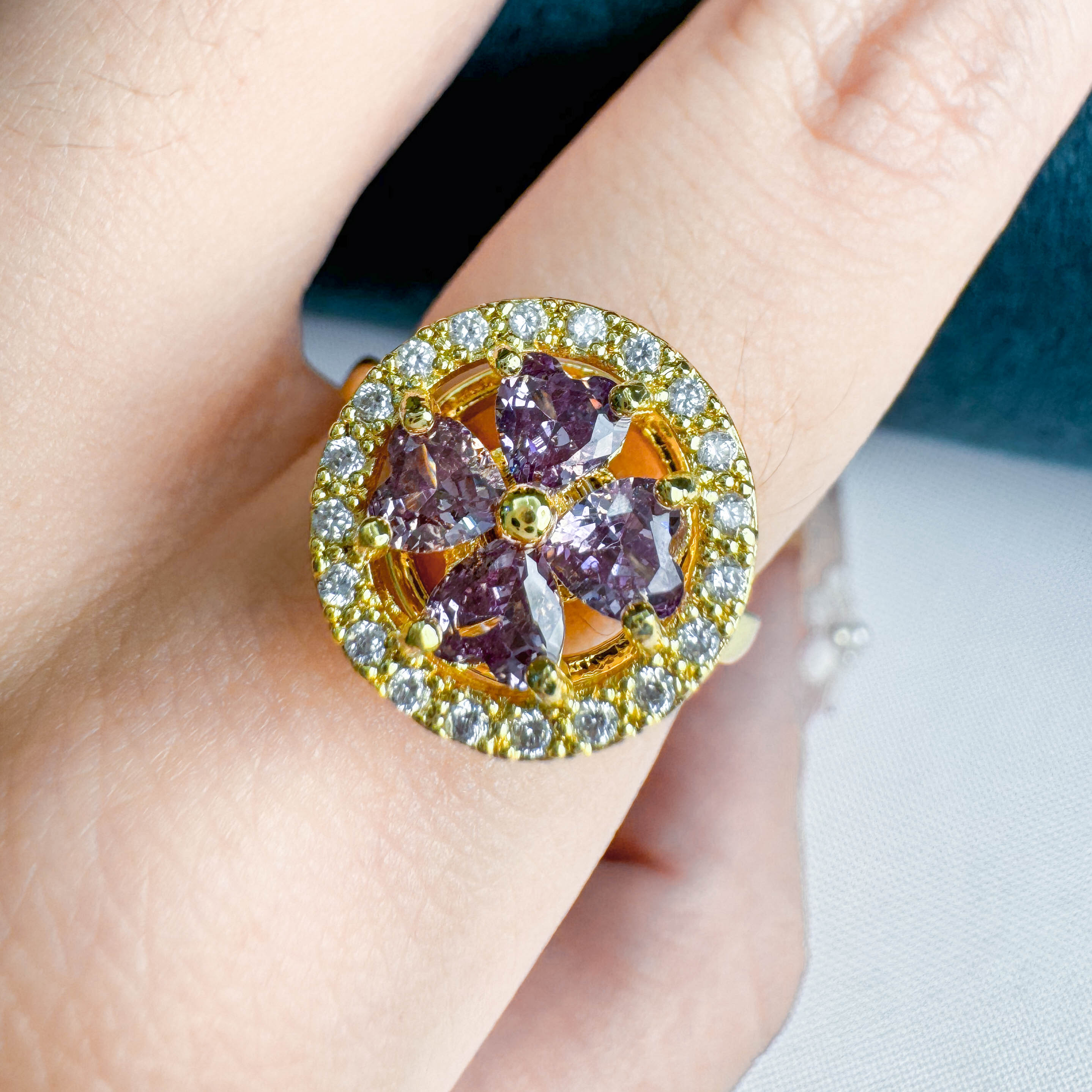New 2025 Lucky Purple Clover Spin Ring - Rotating Anxiety Relief Ring for Adults｜Stress Relief Fidget Jewelry