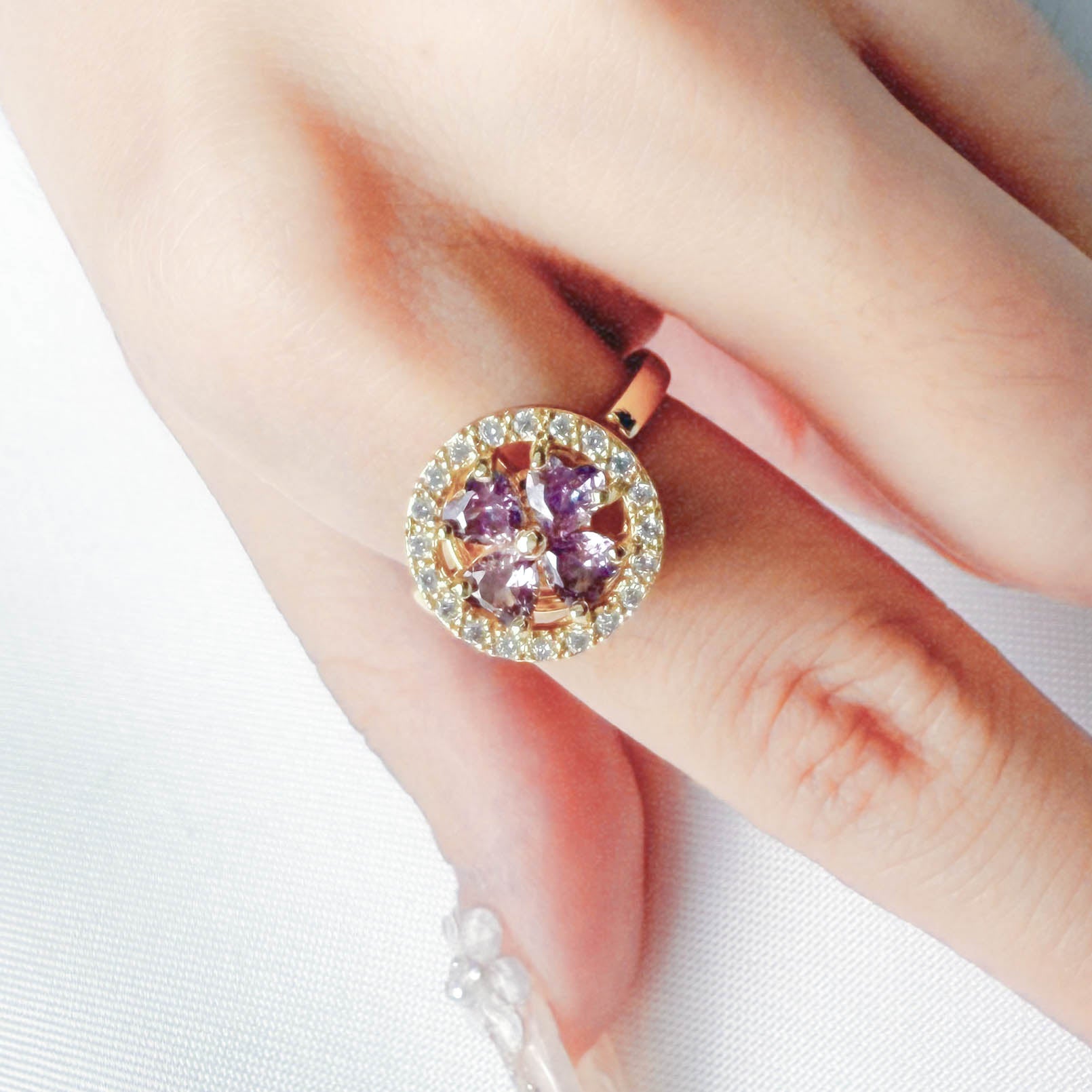 New 2025 Lucky Purple Clover Spin Ring - Rotating Anxiety Relief Ring for Adults｜Stress Relief Fidget Jewelry