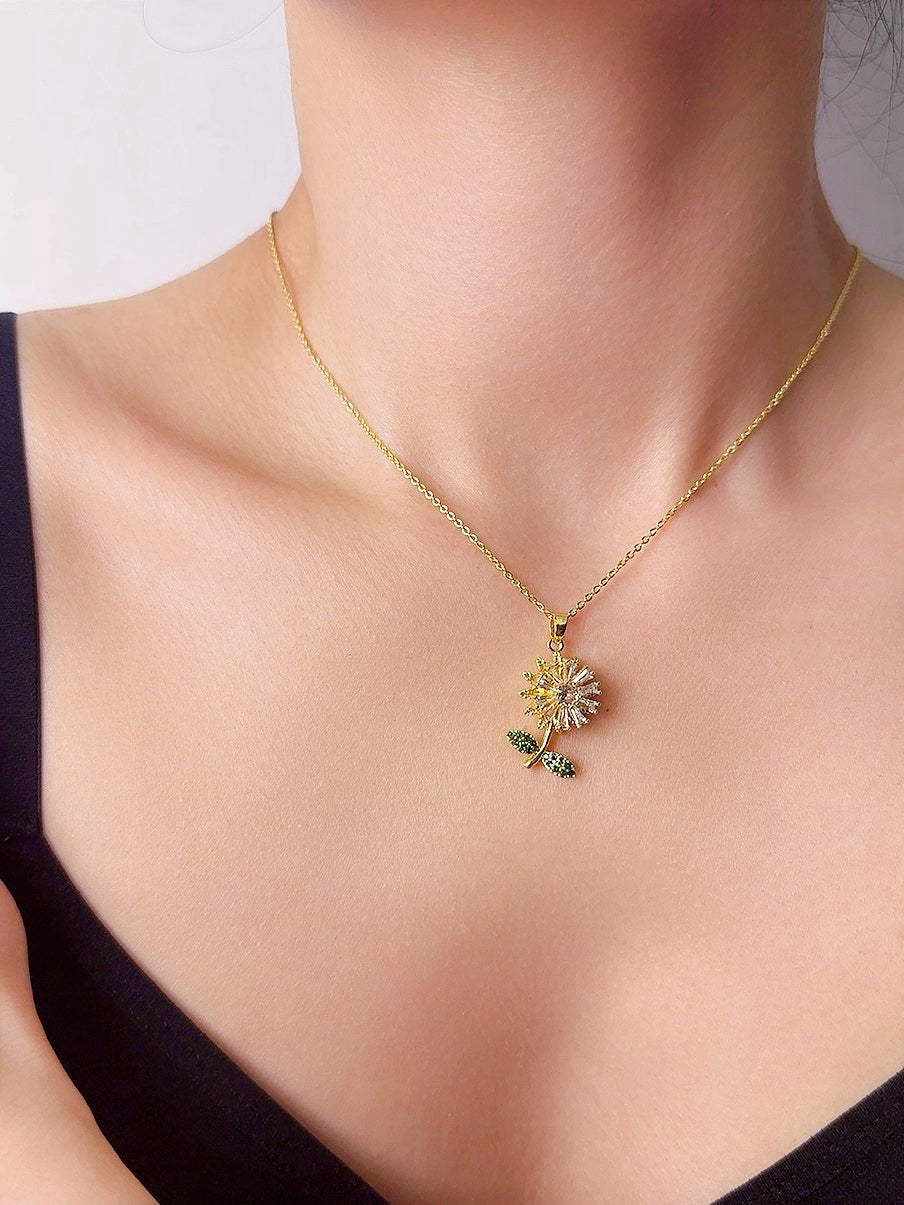 New 2025 Daisy Necklace – Fidget Pendant for Anxiety Relief｜Crystal Flower Rotating Jewelry for Women