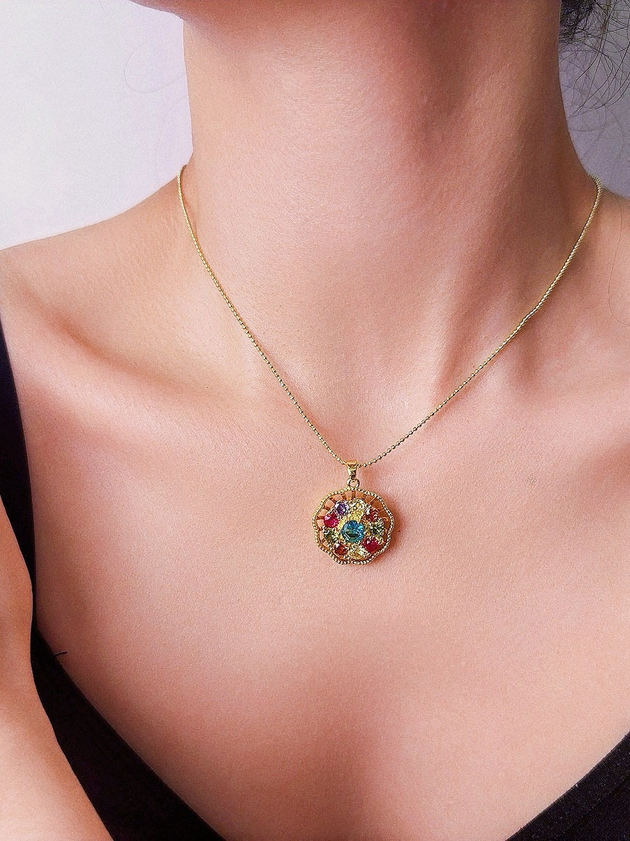 New 2025 Boho Spinner Necklace – Colorful Zircon Anxiety Relief Jewelry｜Rotating Fidget Pendant for Women
