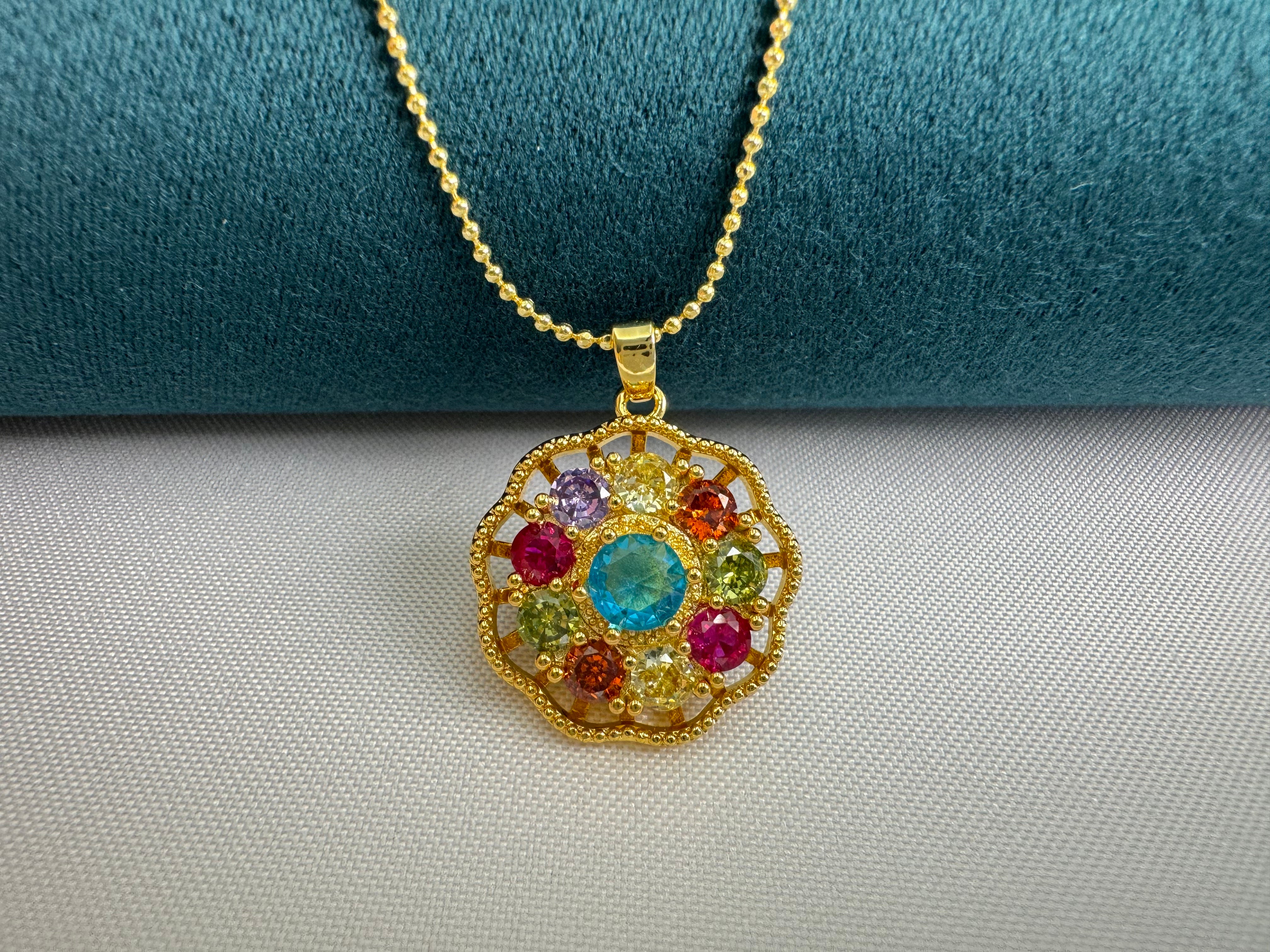 New 2025 Boho Spinner Necklace – Colorful Zircon Anxiety Relief Jewelry｜Rotating Fidget Pendant for Women
