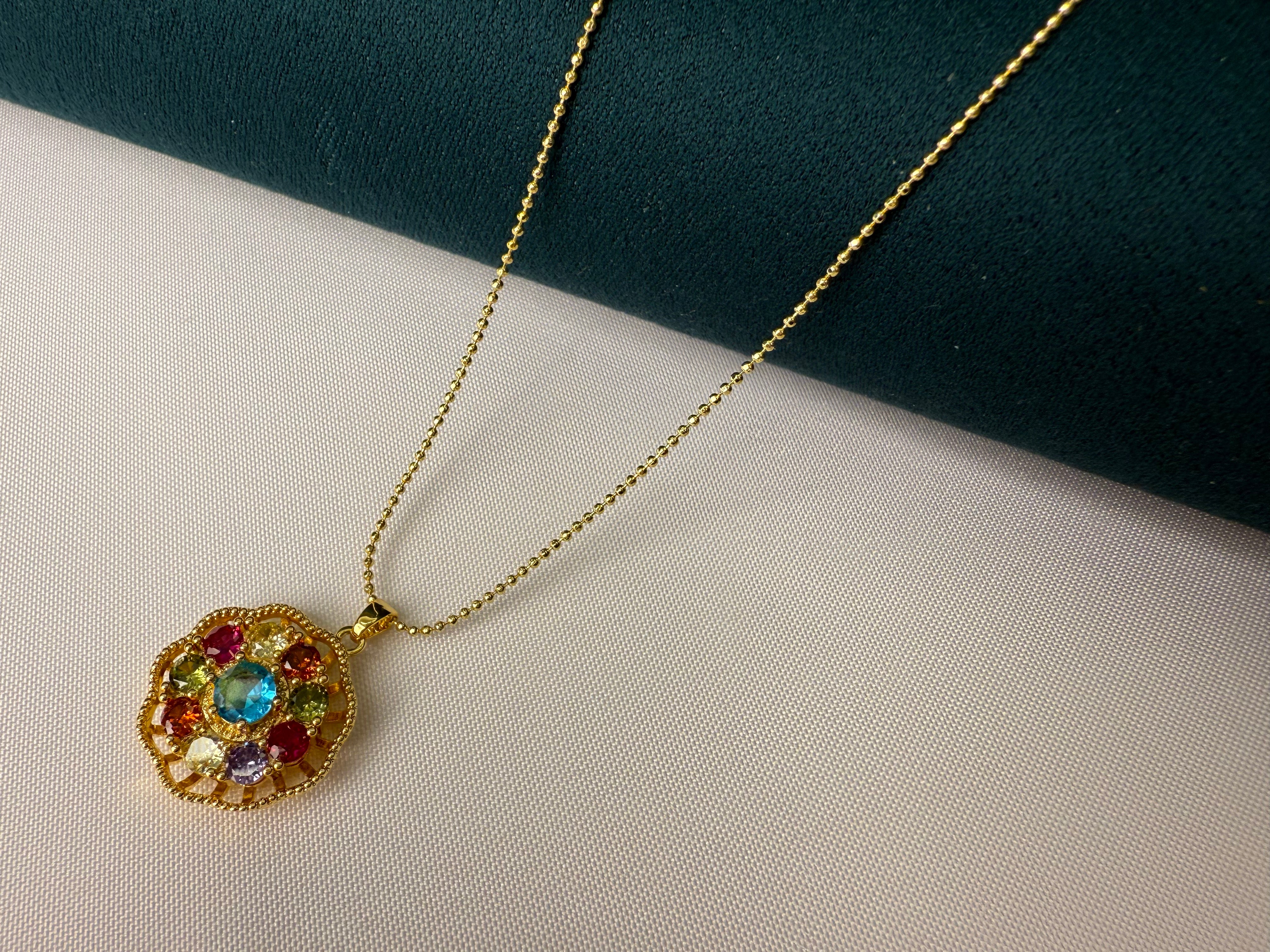 New 2025 Boho Spinner Necklace – Colorful Zircon Anxiety Relief Jewelry｜Rotating Fidget Pendant for Women