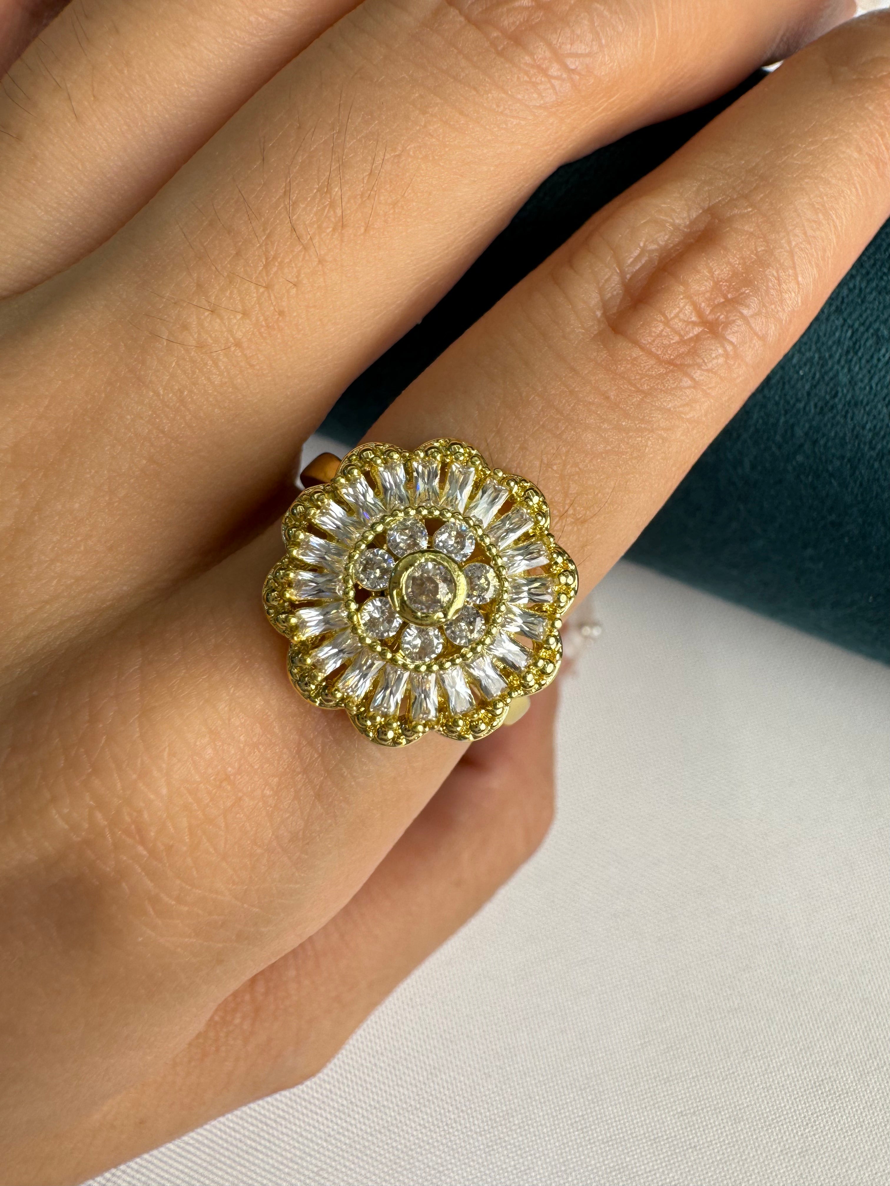 New 2025 Daisy Blossom Spinner Set – Crystal Rotating Flower Necklace & Fidget Ring for Women｜Elegant Anti-Anxiety Jewelry Gift