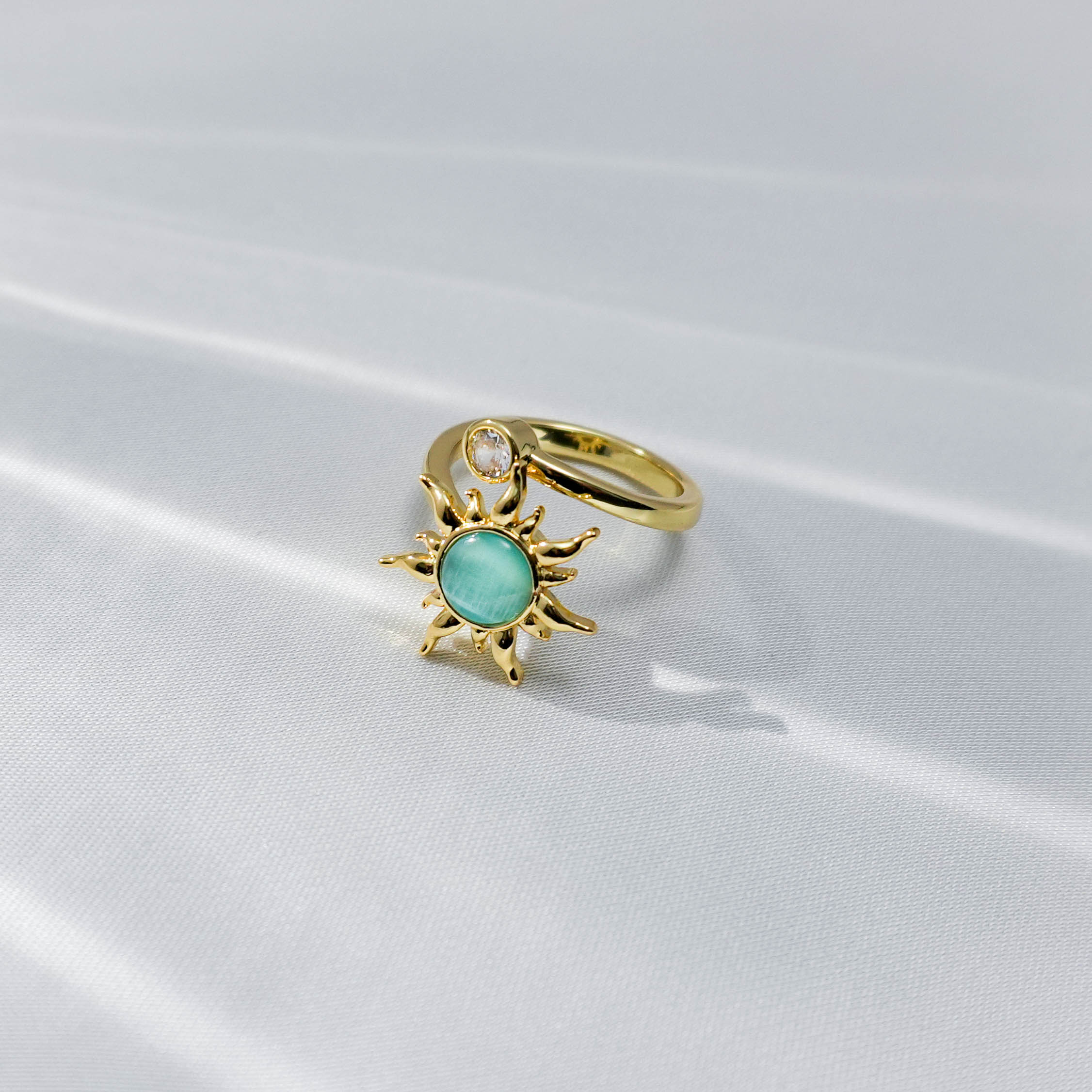 New 2025 Sunspinner Anxiety Ring - Golden Rotating Sunflower Ring for Stress Relief｜Adult Fidget Therapy Jewelry